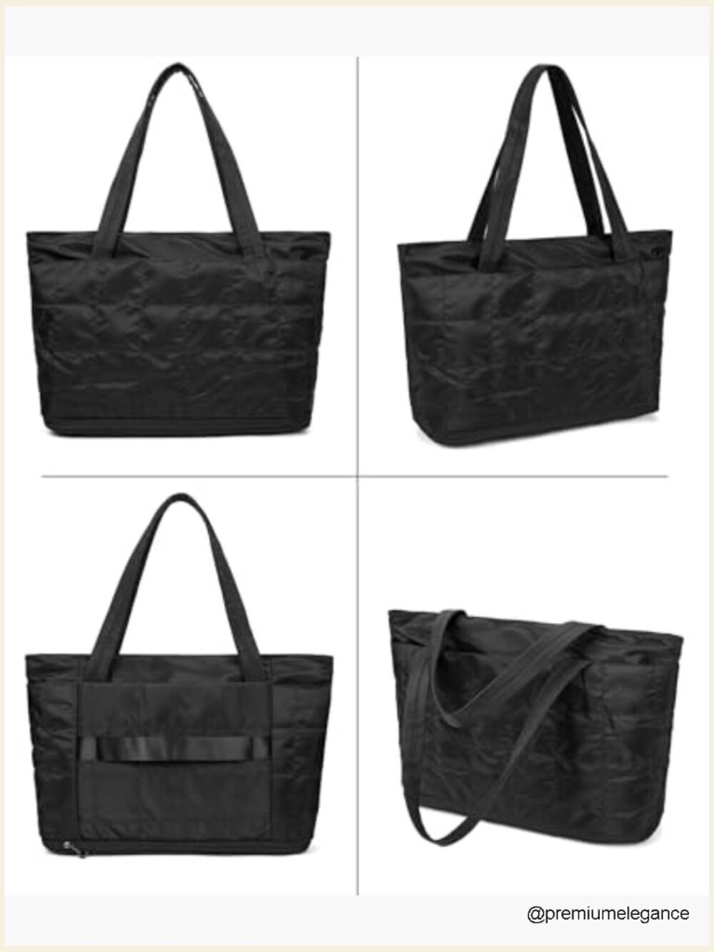 Lightweight Quilted Tote Bag Expandable Shoulder Bag with Zipper for Work - Picture 4 of 7